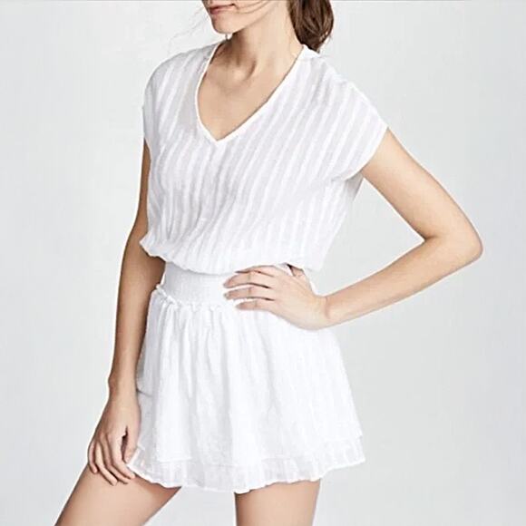 Rails Lucca White Shadow Stripe Mini Dress Size Small - Picture 1 of 5